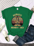 bold Namaste print crop top