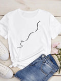 breathable casual cat print t-shirt