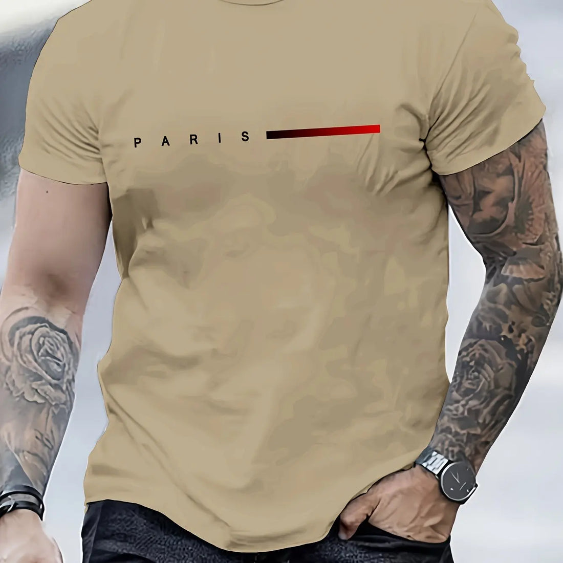 Men's Cotton Summer Slim Fit Letter T-Shirt