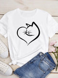 love heart cat graphic tee