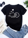 playful love heart cat t-shirt